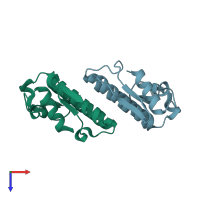 PDB entry 3vbz coloured by chain, top view.