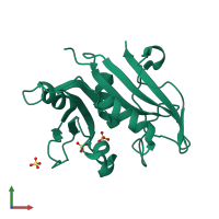 PDB entry 3vco coloured by chain, front view.