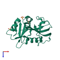 PDB entry 3vco coloured by chain, top view.