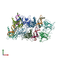 PDB entry 3vd0 coloured by chain, front view.