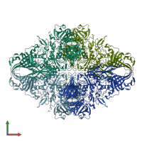 PDB entry 3vd3 coloured by chain, front view.