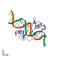 PDB entry 3vd6 coloured by chain, front view.