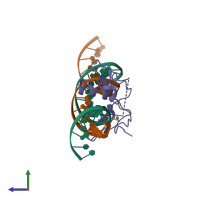 PDB entry 3vd6 coloured by chain, side view.