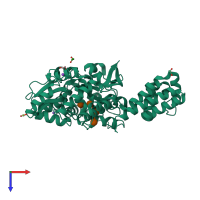 PDB entry 3vd8 coloured by chain, top view.