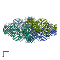 PDB entry 3vdb coloured by chain, top view.