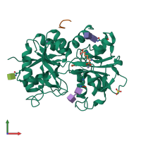 PDB entry 3vdf coloured by chain, front view.