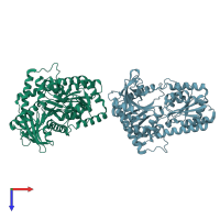 PDB entry 3vdm coloured by chain, top view.