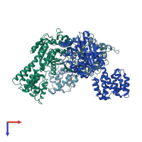 PDB entry 3vdx coloured by chain, top view.