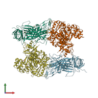 PDB entry 3ve1 coloured by chain, front view.