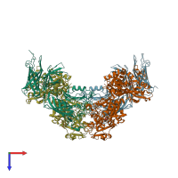 PDB entry 3ve1 coloured by chain, top view.