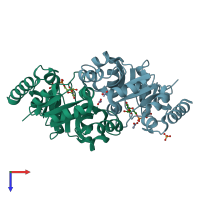 PDB entry 3ve7 coloured by chain, top view.