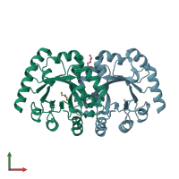 PDB entry 3ve9 coloured by chain, front view.