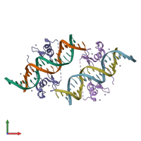 PDB entry 3vek coloured by chain, front view.