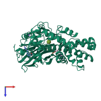 PDB entry 3vey coloured by chain, top view.