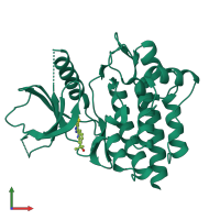 PDB entry 3vf9 coloured by chain, front view.