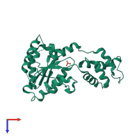 PDB entry 3vfd coloured by chain, top view.
