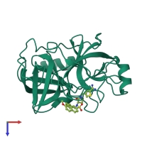 PDB entry 3vfe coloured by chain, top view.
