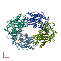 PDB entry 3vff coloured by chain, front view.