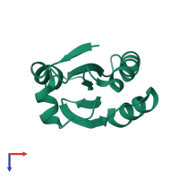 PDB entry 3vfi coloured by chain, top view.