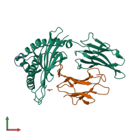 PDB entry 3vfp coloured by chain, front view.