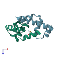 PDB entry 3vfz coloured by chain, top view.
