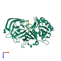 PDB entry 3vg1 coloured by chain, top view.
