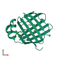 PDB entry 3vg5 coloured by chain, front view.