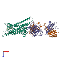 PDB entry 3vga coloured by chain, top view.