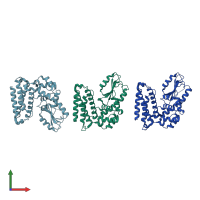 PDB entry 3vgo coloured by chain, front view.