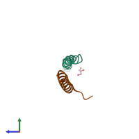 PDB entry 3vgx coloured by chain, side view.