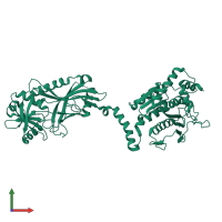 PDB entry 3vh1 coloured by chain, front view.