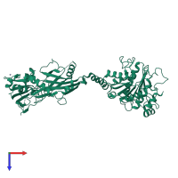 PDB entry 3vh1 coloured by chain, top view.