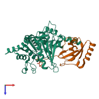 PDB entry 3vh4 coloured by chain, top view.
