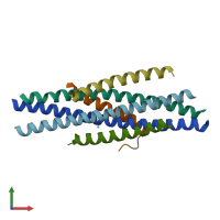PDB entry 3vh7 coloured by chain, front view.