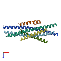 PDB entry 3vh7 coloured by chain, top view.