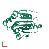 PDB entry 3vha coloured by chain, front view.
