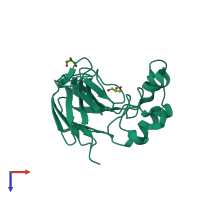 PDB entry 3vhf coloured by chain, top view.