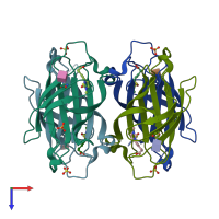 PDB entry 3vhh coloured by chain, top view.