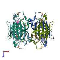 PDB entry 3vhi coloured by chain, top view.