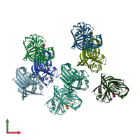 PDB entry 3vhn coloured by chain, front view.