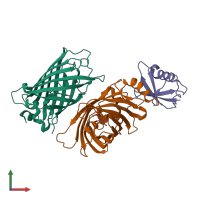 PDB entry 3vht coloured by chain, front view.