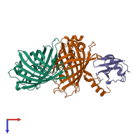 PDB entry 3vht coloured by chain, top view.