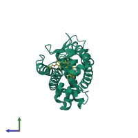 PDB entry 3vhw coloured by chain, side view.