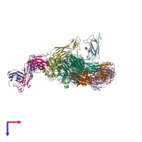 PDB entry 3vi3 coloured by chain, top view.