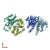 PDB entry 3vi5 coloured by chain, front view.