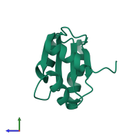 PDB entry 3vi6 coloured by chain, side view.