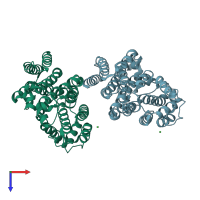 PDB entry 3vja coloured by chain, top view.