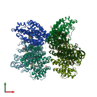 PDB entry 3vjc coloured by chain, front view.