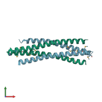 PDB entry 3vjf coloured by chain, front view.