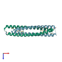 PDB entry 3vjf coloured by chain, top view.